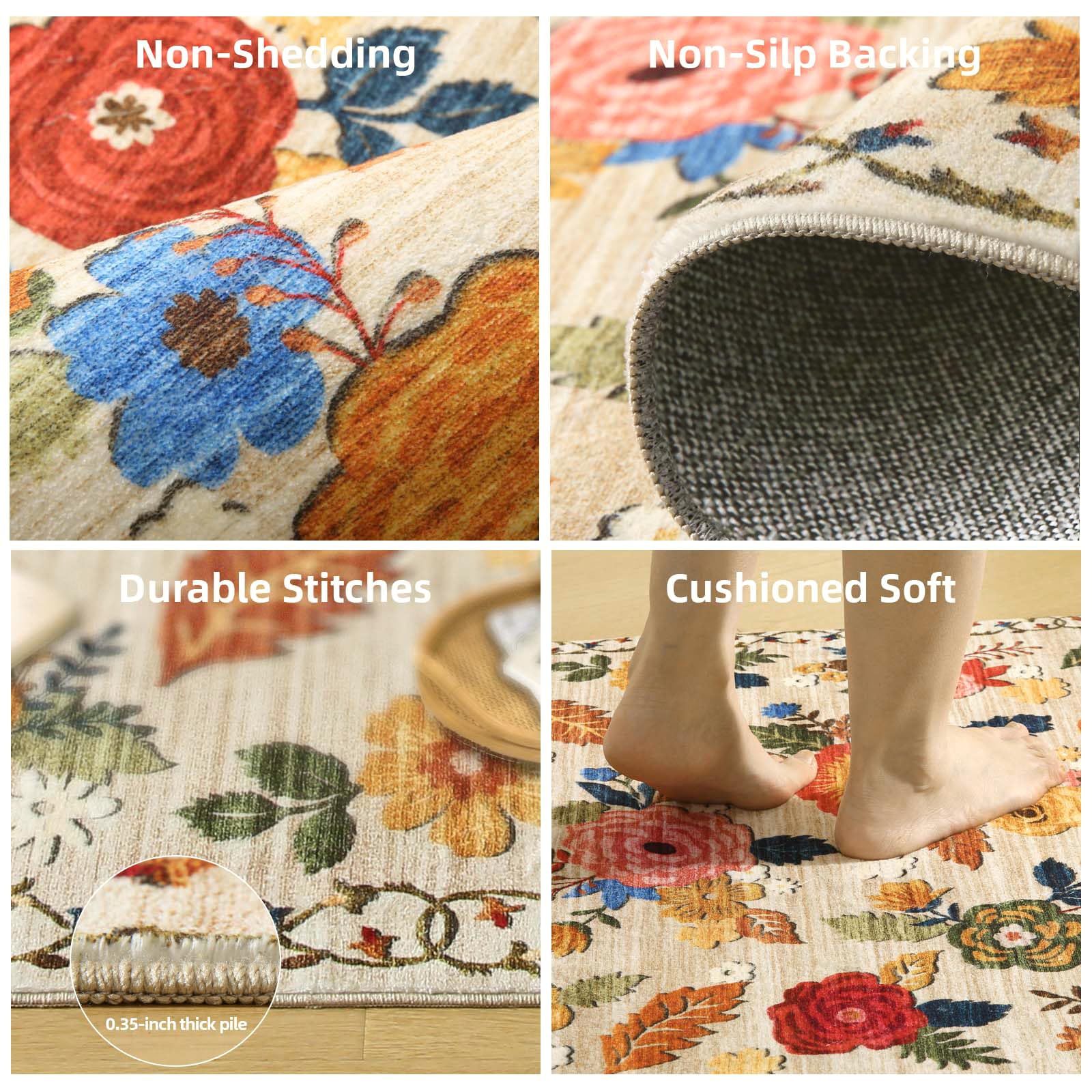 Palohom distressed vintage floral pattern rug adds character to entryways and bedrooms.