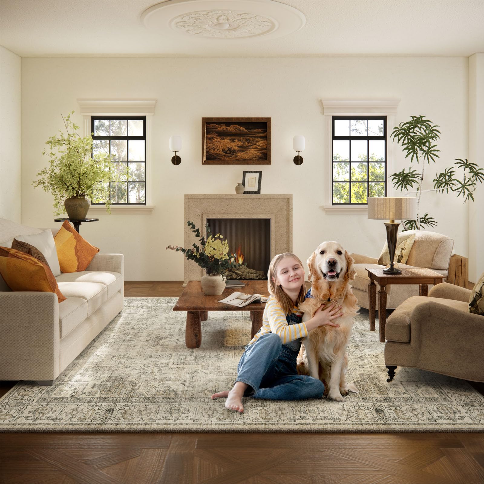 Palohom machine-washable rug simplifies cleaning for homes with kids and pets.