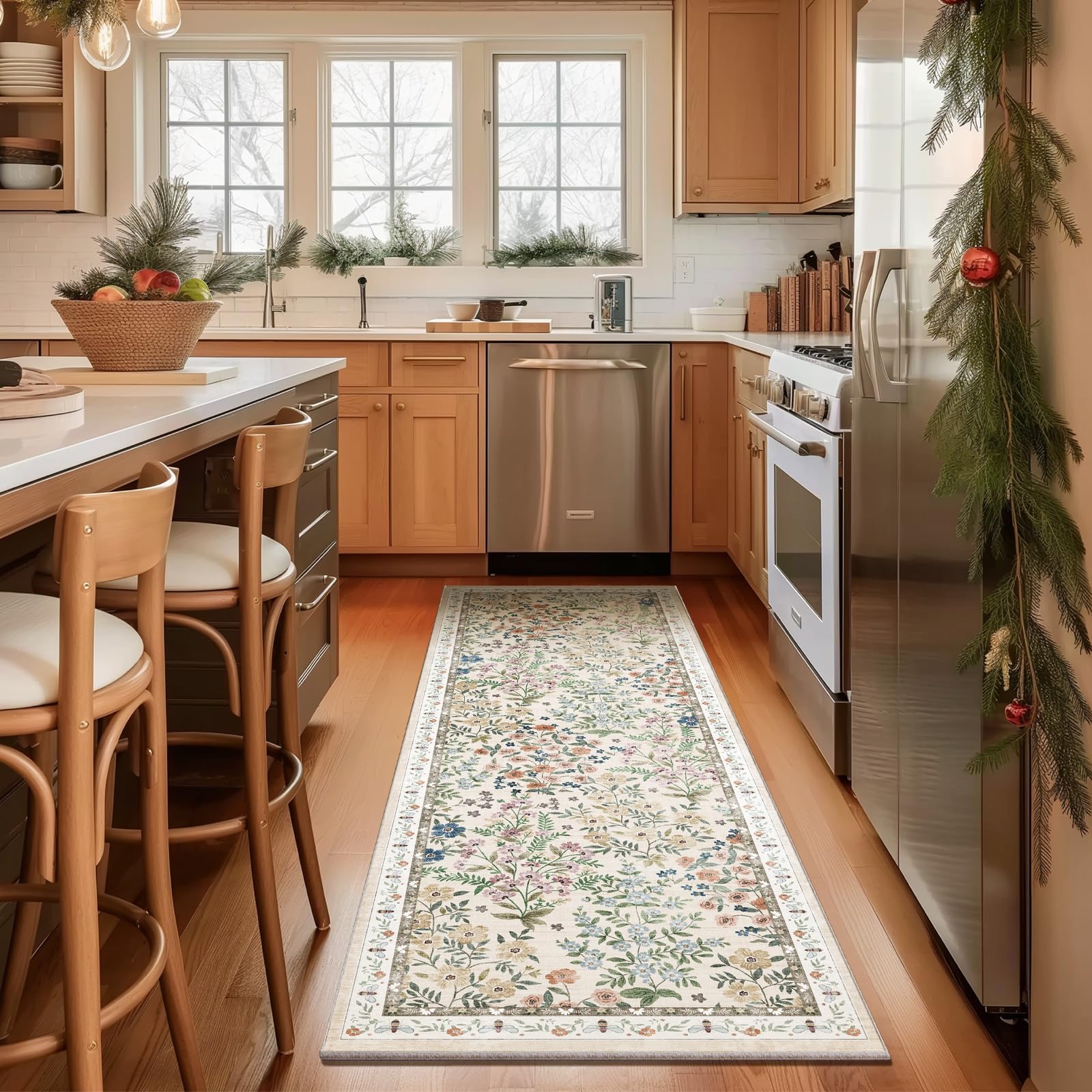 Palohom non-slip rug with TPE backing stays put during daily traffic.