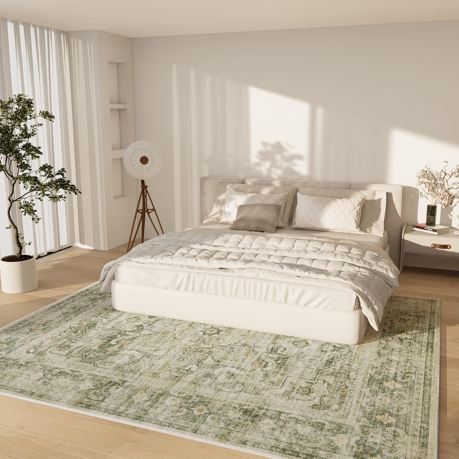 Palohom soft faux wool low-pile rug offers barefoot comfort.