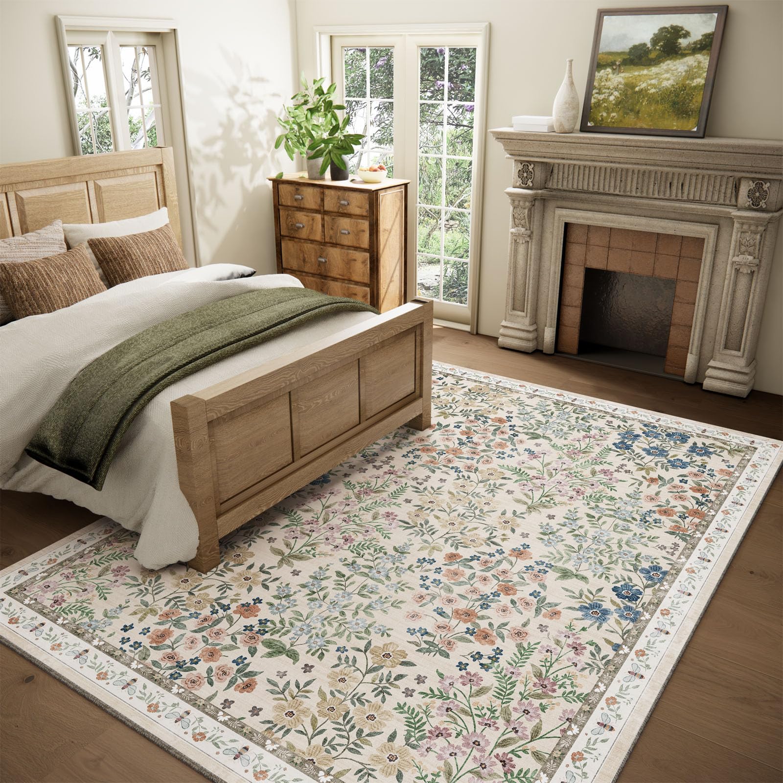 Palohom vintage abstract pattern enhances decor with cozy, easy-care surface.