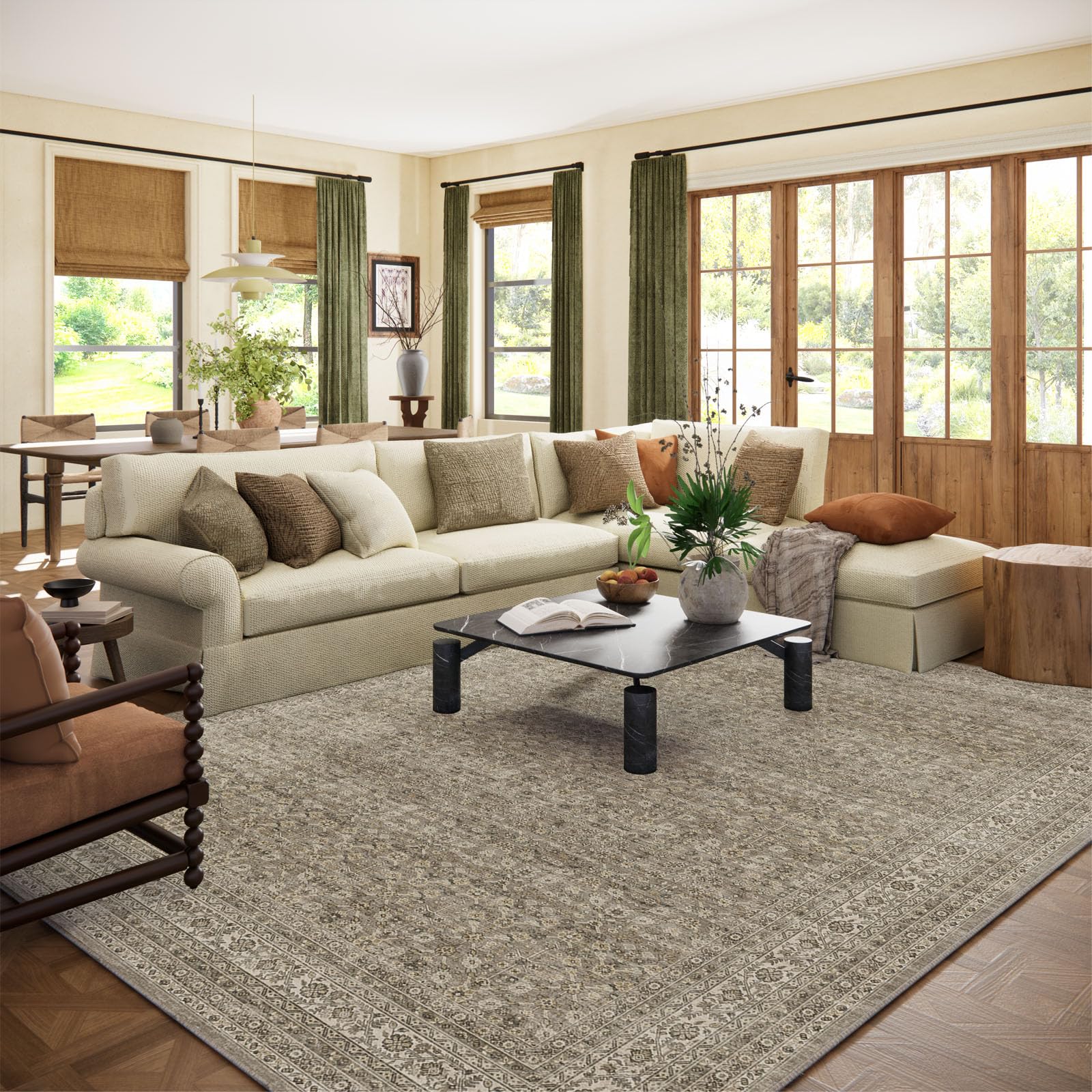 Palohom washable area rug 8x10 boho vintage design adds cozy warmth to living spaces.