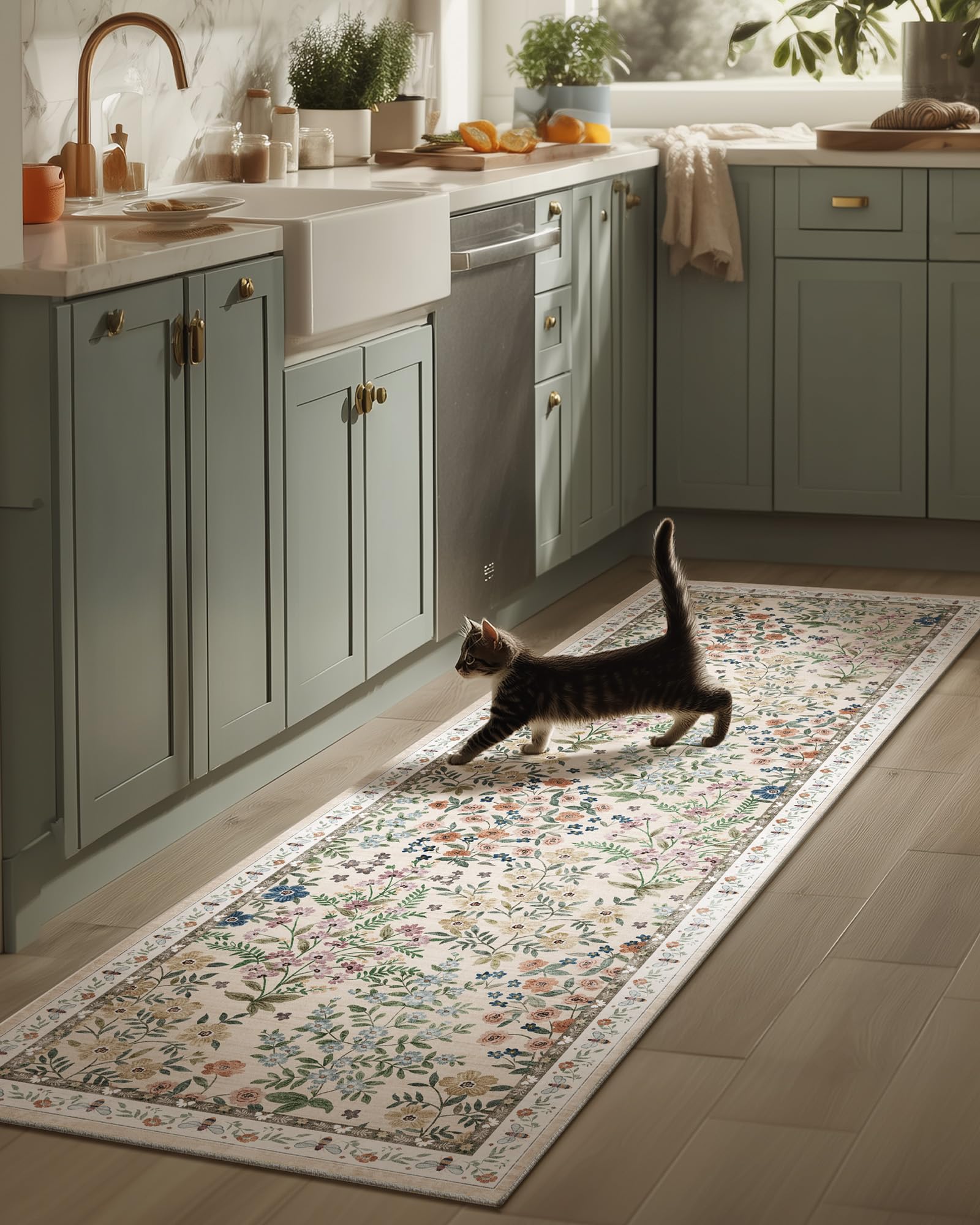 Palohom washable kitchen rug runner 2 ft 6 in by 8 ft, machine washable.