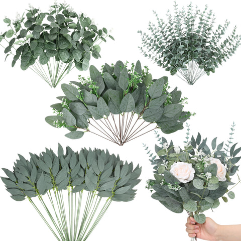 Palonu eucalyptus leaves 4 styles for DIY bouquets and centerpieces.