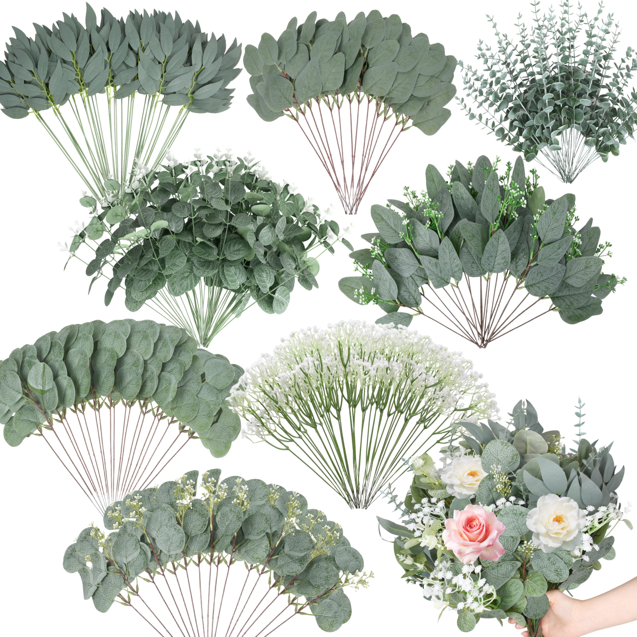 Palonu eucalyptus stems eight styles bundle for versatile DIY bouquets and decor
