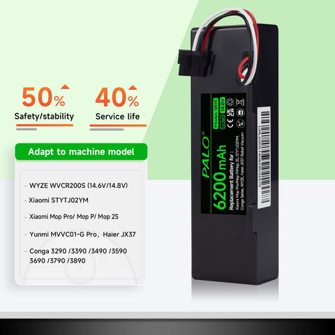 Palowextra battery compatibility with Mop Pro and Mop P for extended runtimes.