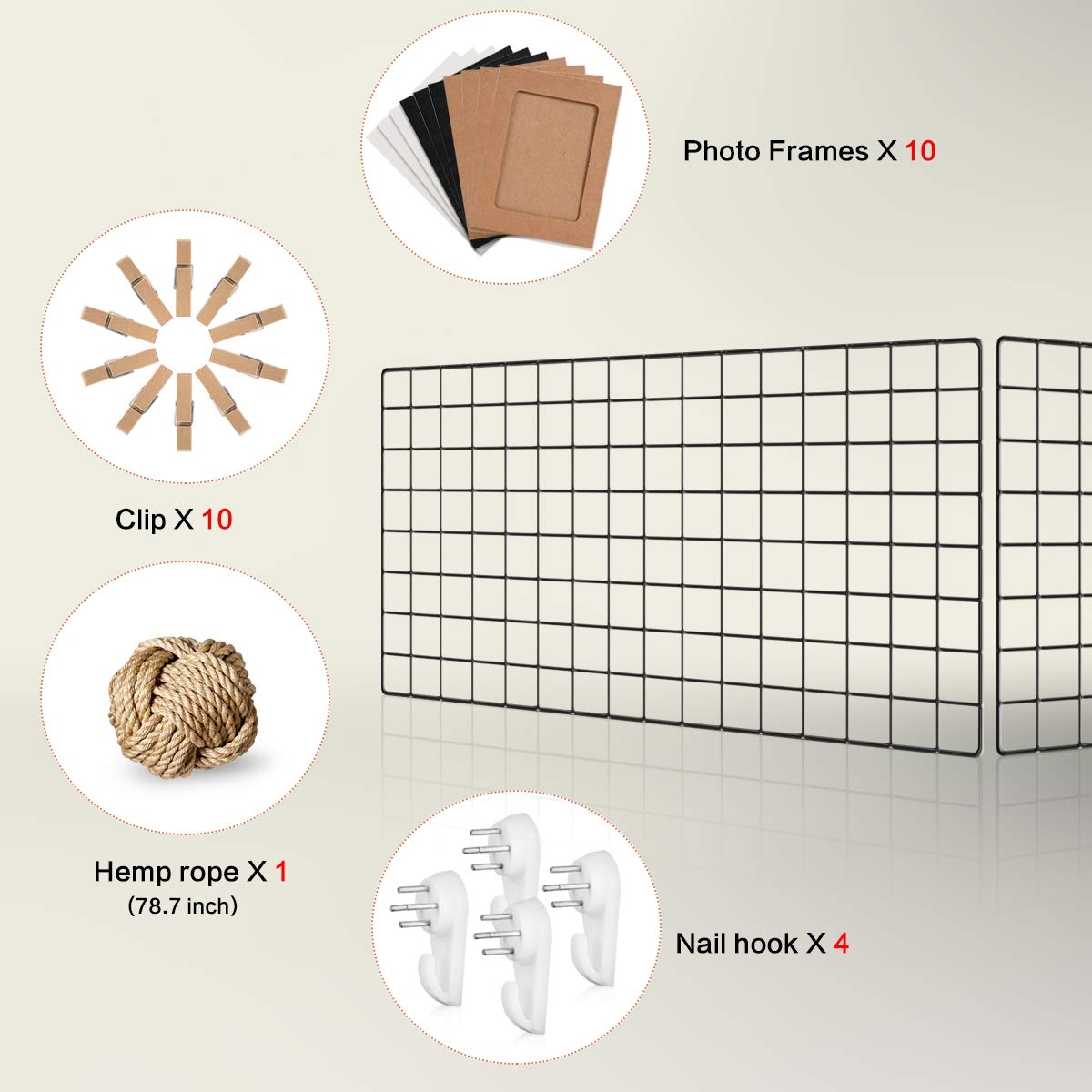 PAMANO wall grid installation with hooks demonstrates easy mounting