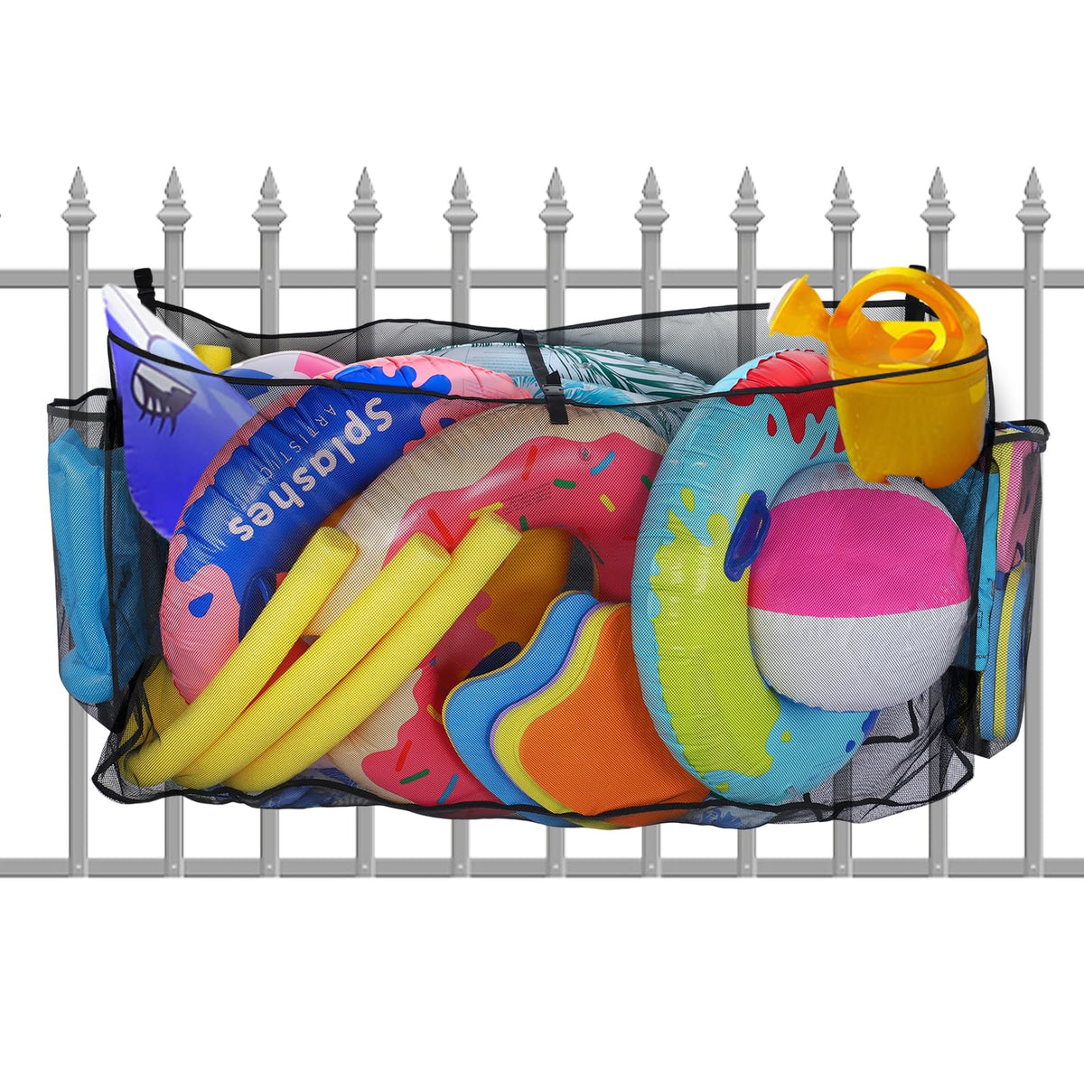 PAMASE pool storage bag with large capacity to organize toys.
