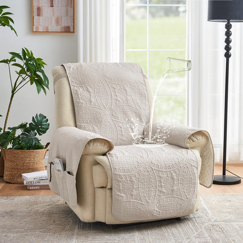 Pamhaven water-repellent recliner cover keeps liquids bead up and away from your chair.
