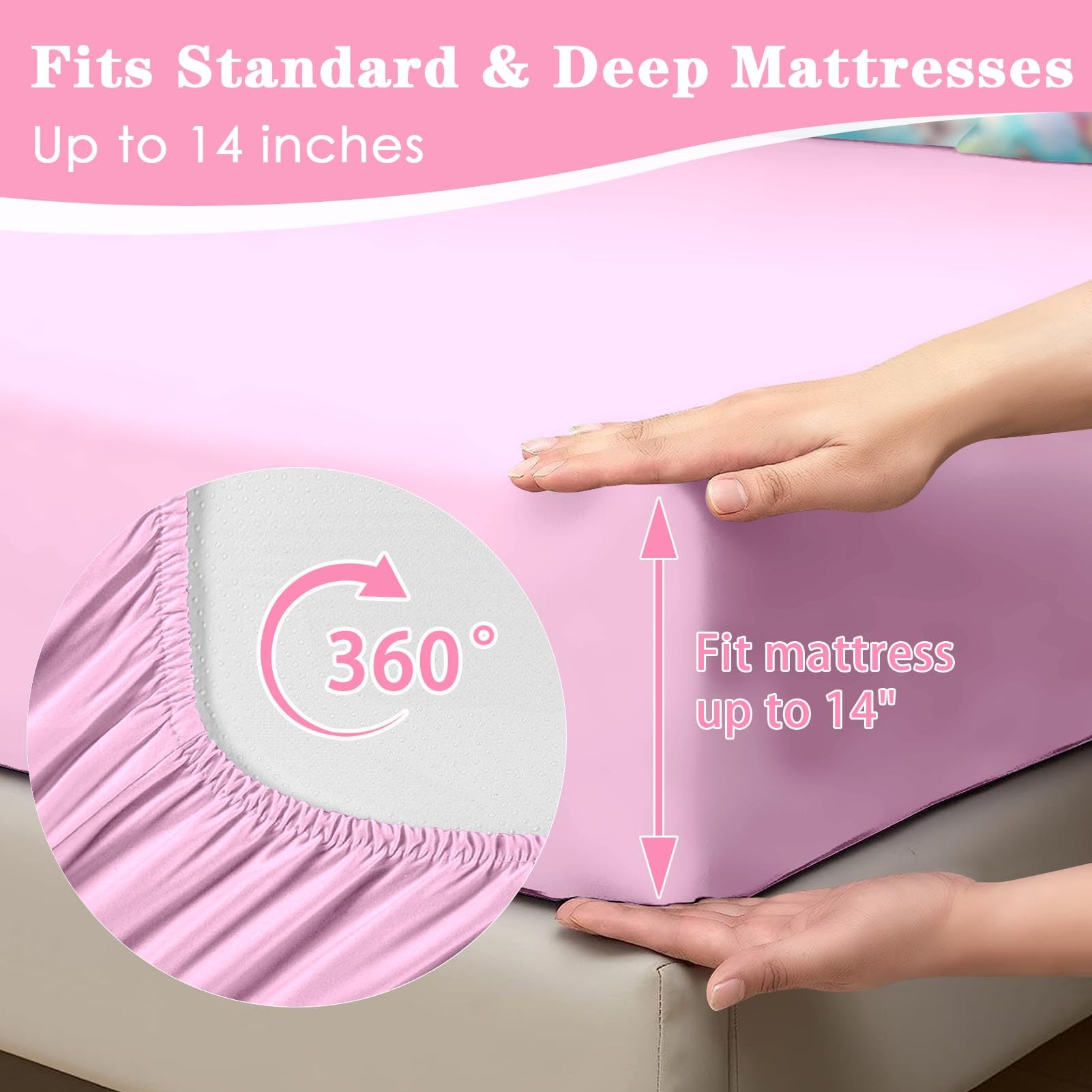 Pamnest deep-pocket fitted sheet fits mattresses up to 14 inches.