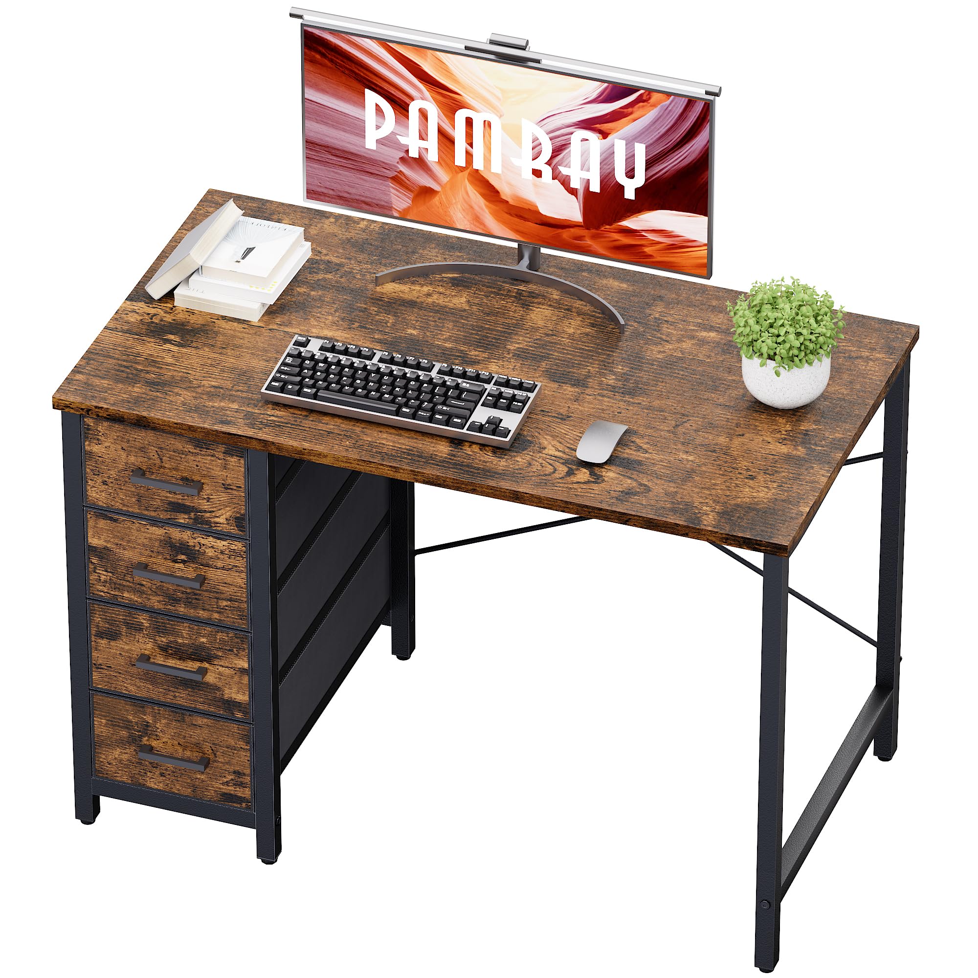 Pamray 32-inch desk front view showcases compact footprint for small spaces.