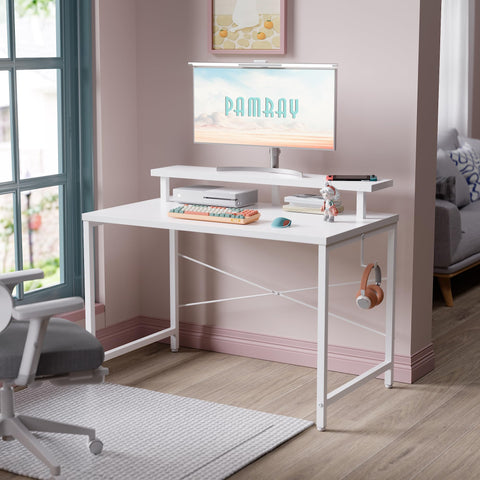 Pamray desk with headphone hook keeps cables organized