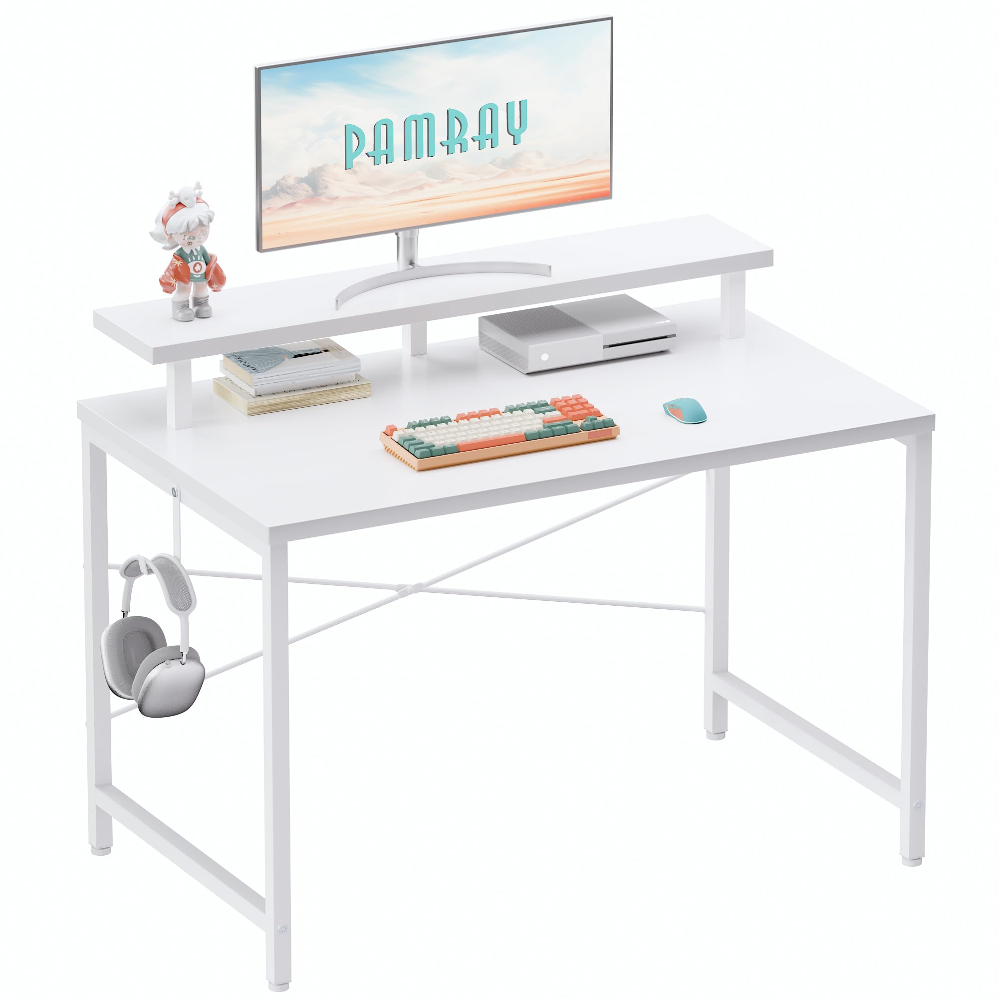 Pamray 32-inch desk with monitor stand for ergonomic viewing