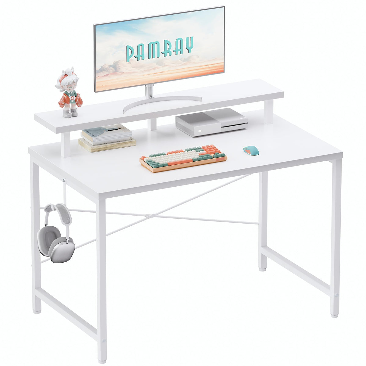 Pamray 32-inch desk with monitor stand for ergonomic viewing