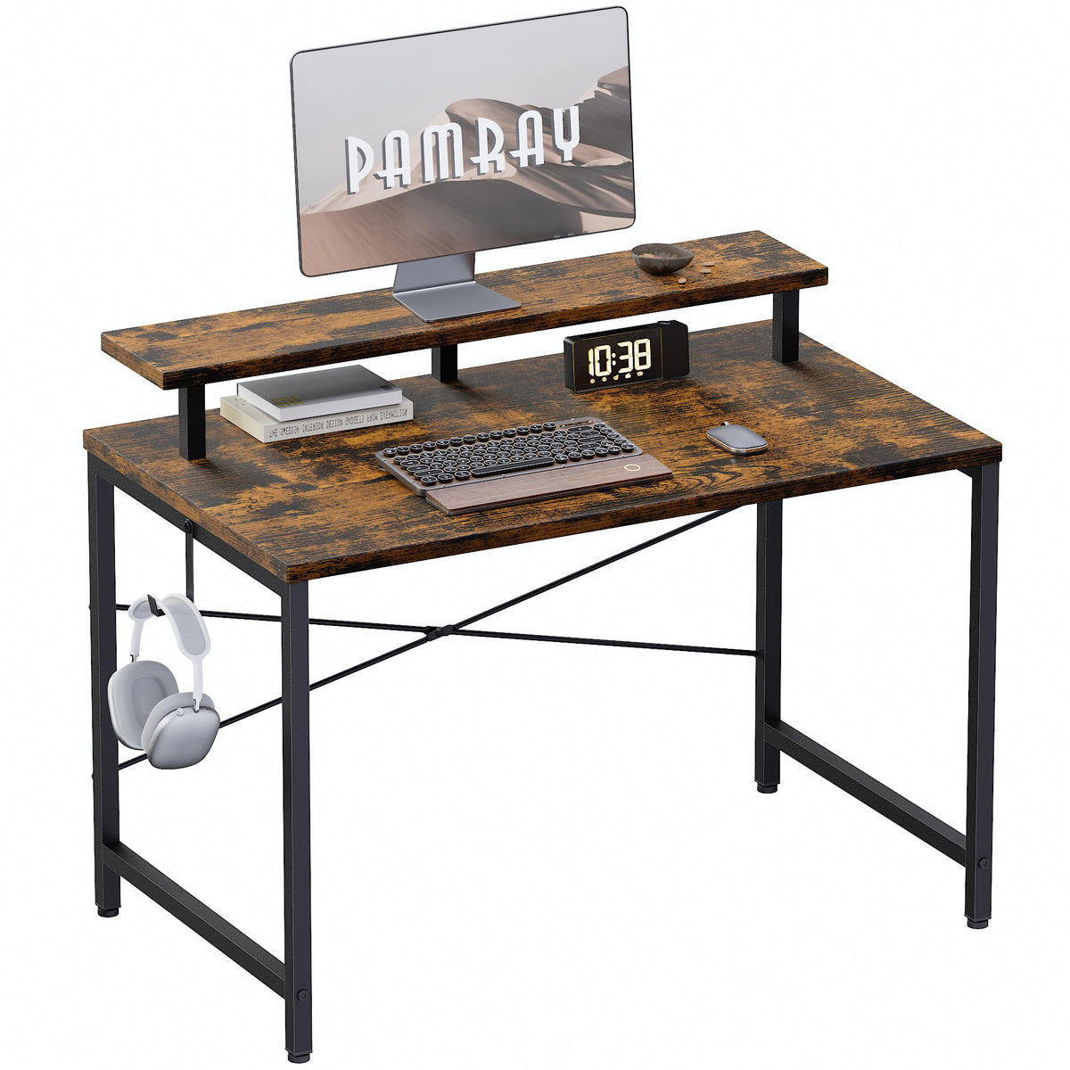 Pamray 32-inch desk with monitor stand for better screen alignment and comfort