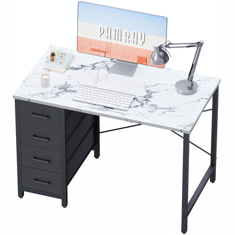 Pamray 32-inch desk with marble top for a clean, compact workspace.