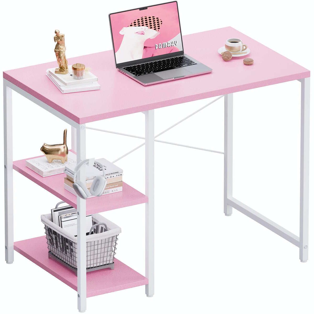 Pamray 32-inch desk with left adjustable shelf for organized storage