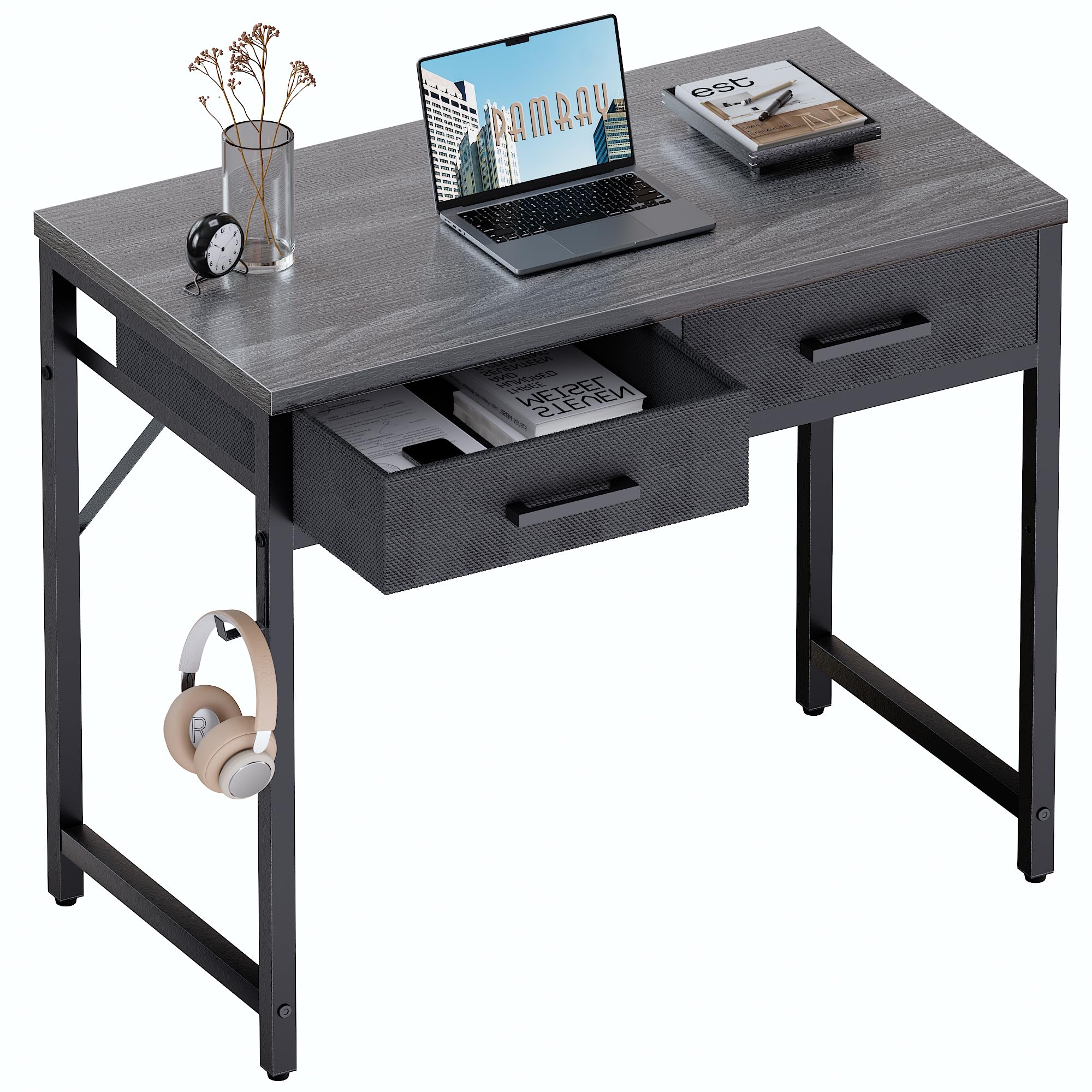Pamray 32-inch desk top view showing compact size for small rooms.