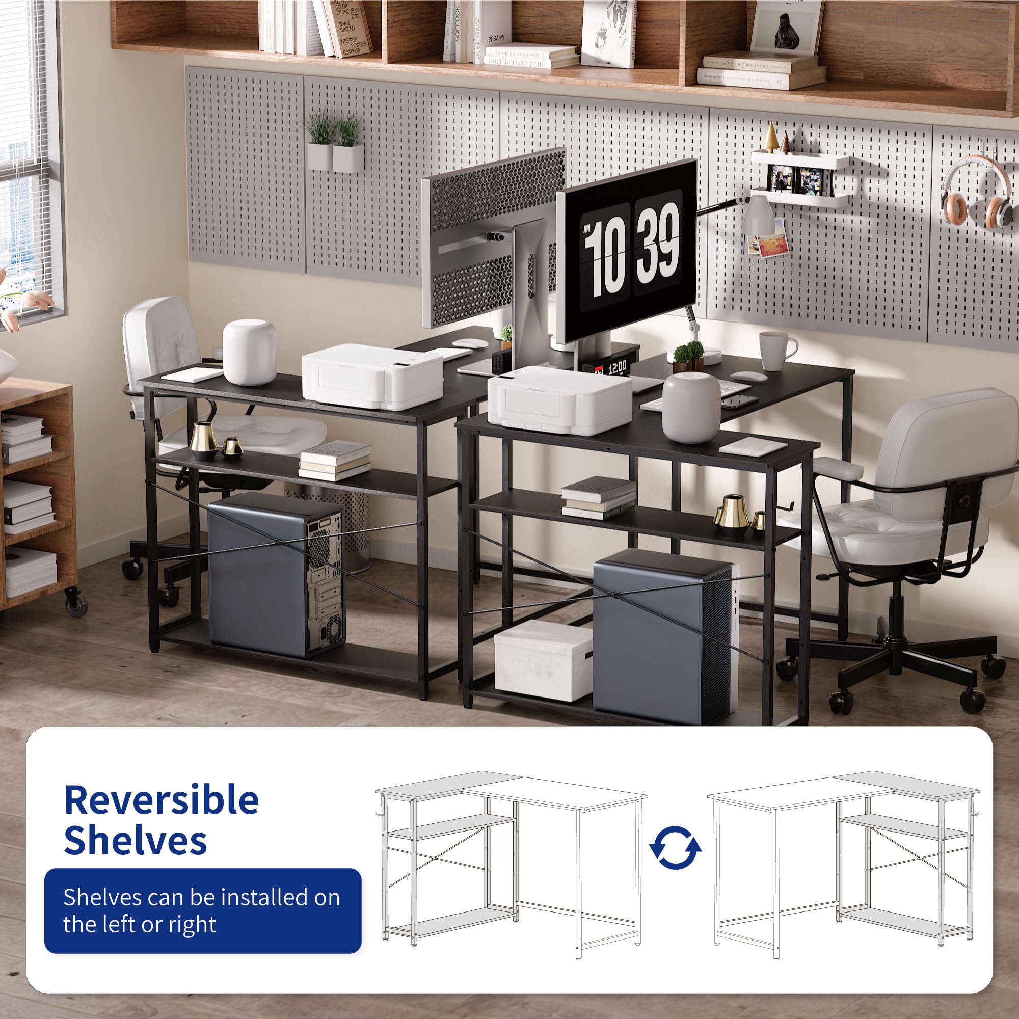 Pamray adjustable open shelves fit tall items and books.