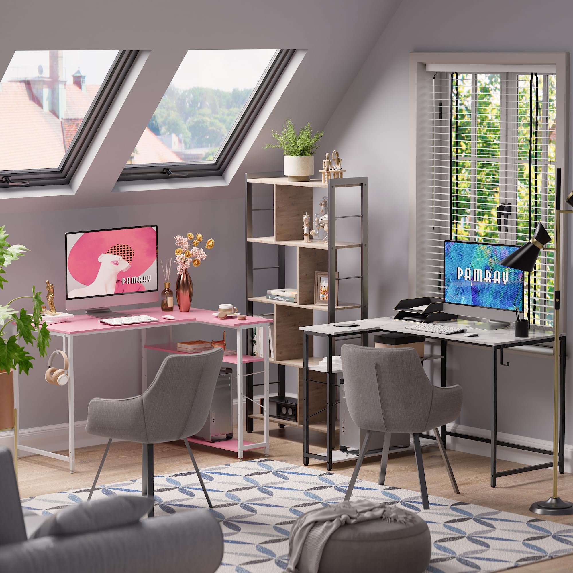 Pamray bedroom-office desk in a compact space for organized work areas