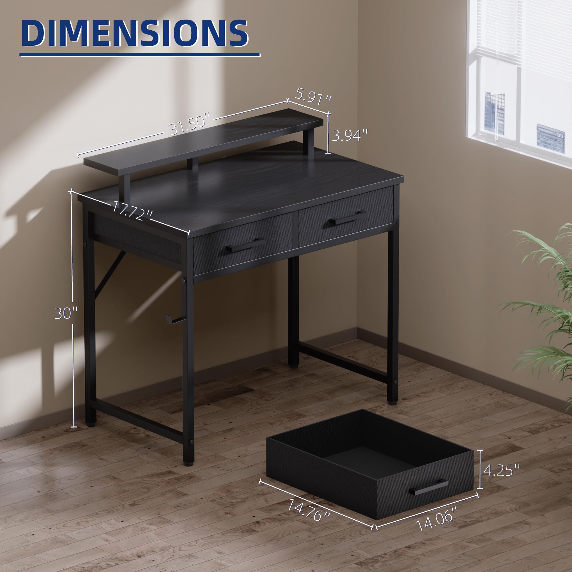 Pamray desk in black finish offers versatile color matching.