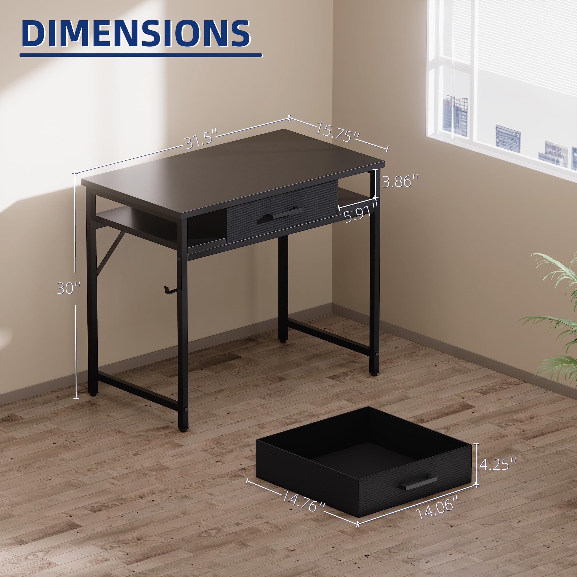 Compact Pamray bedroom desk ideal for study or vanity tasks.