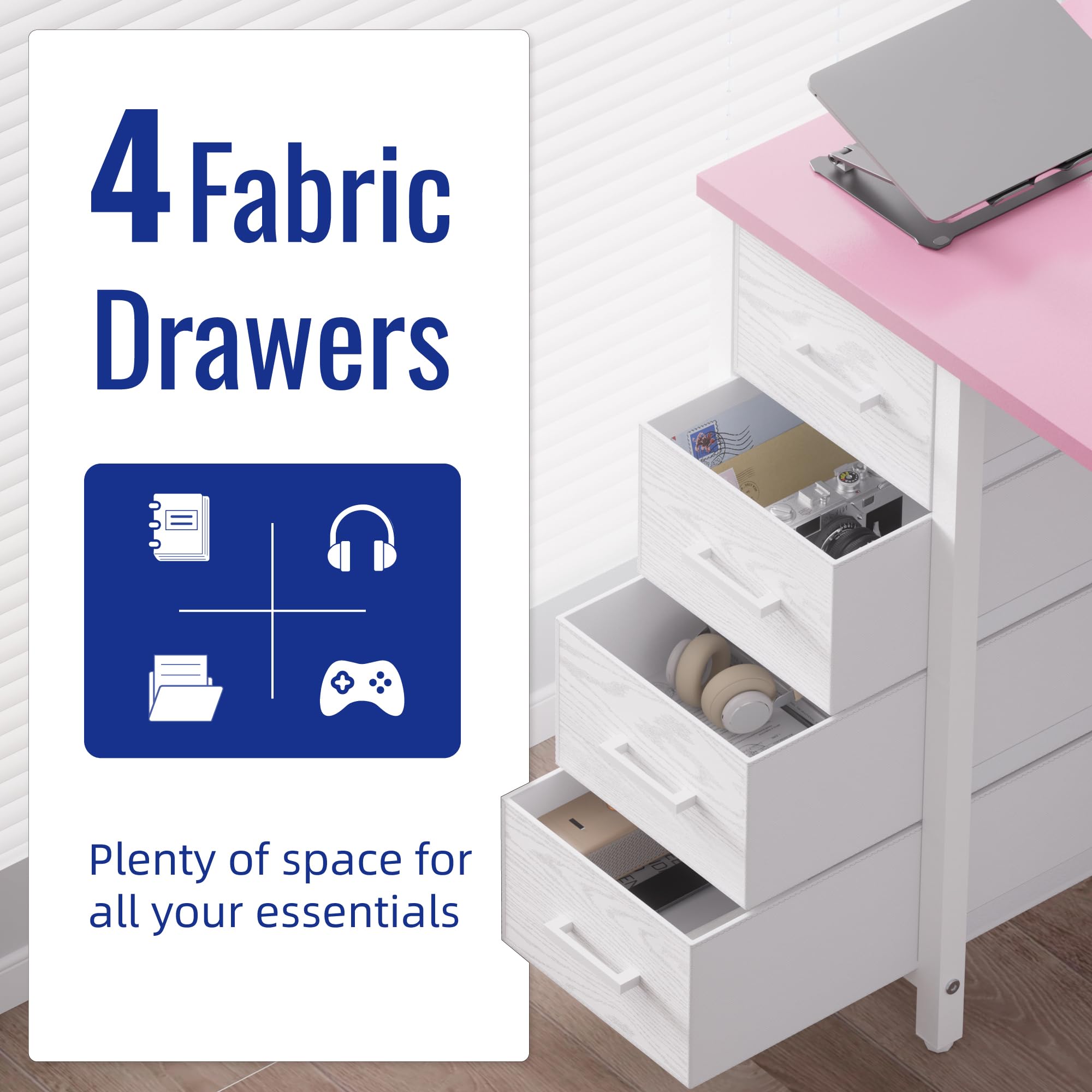 Pamray compact white desk fits small spaces without crowding rooms.