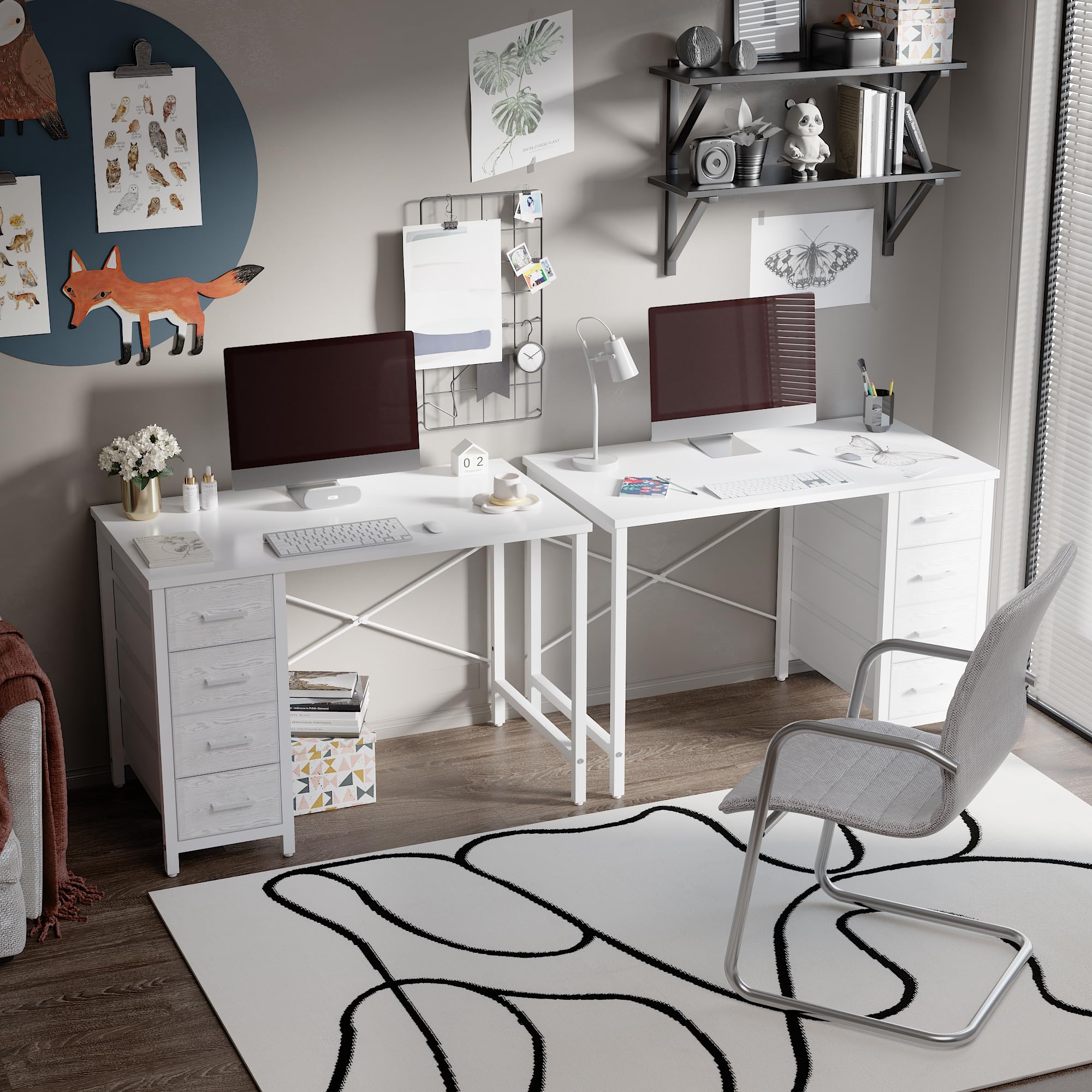 Pamray desk with anti-scratch feet protects floors during movement.