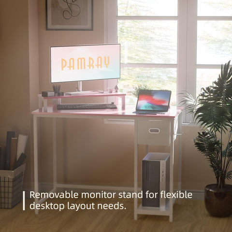 Pamray desk includes two hanging hooks for headphones or bags.
