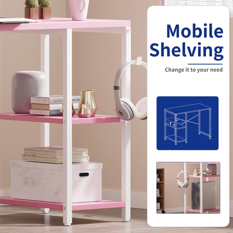 Pamray desk middle shelf height adjustment for flexible storage.