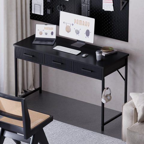 Pamray desk with three drawers open, ideal for organized home office storage