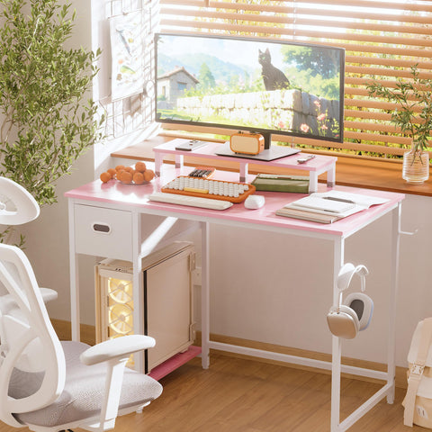 Pamray desk with non-woven drawer keeps essentials organized and within reach.