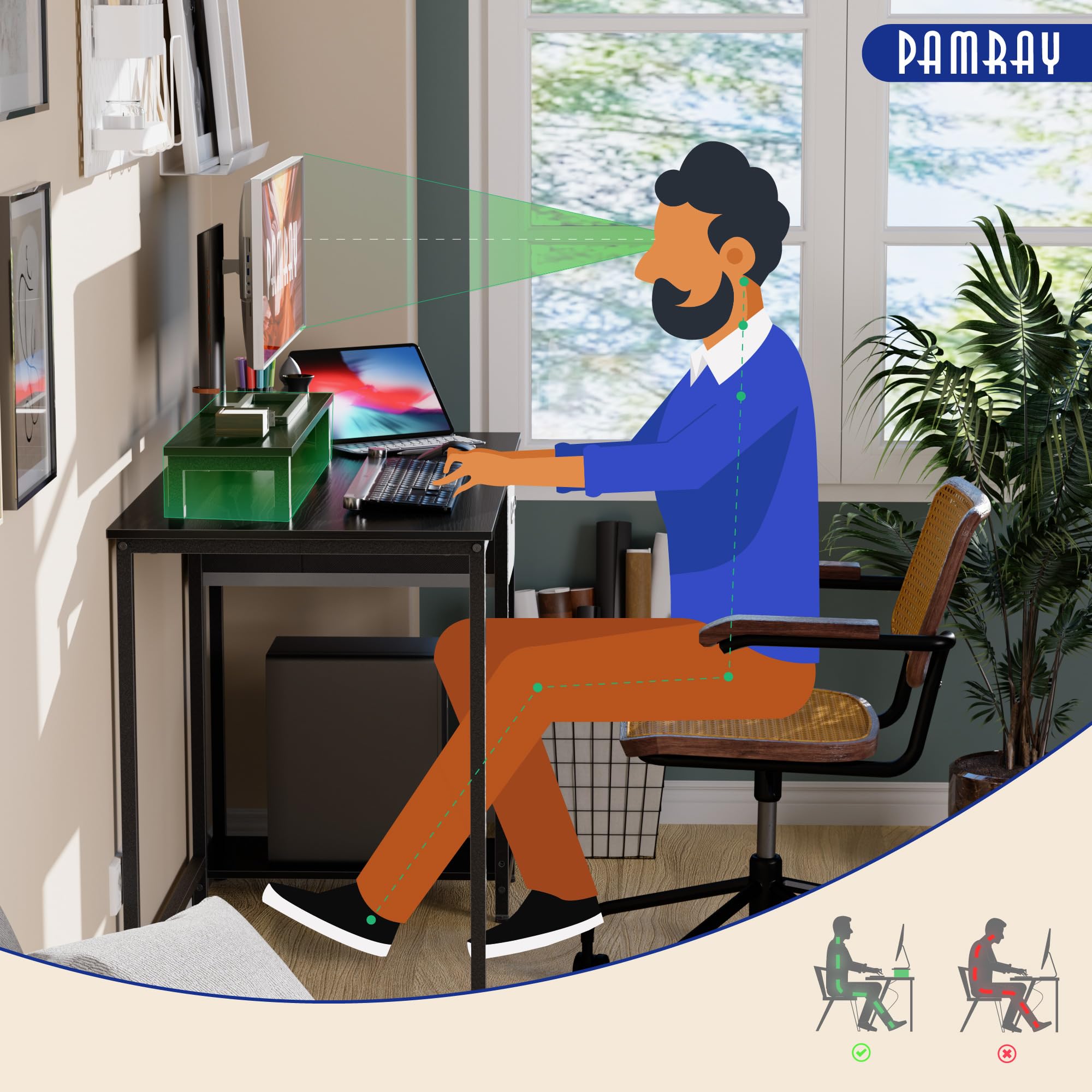 Pamray hanging hooks organize backpack and headphones within reach.