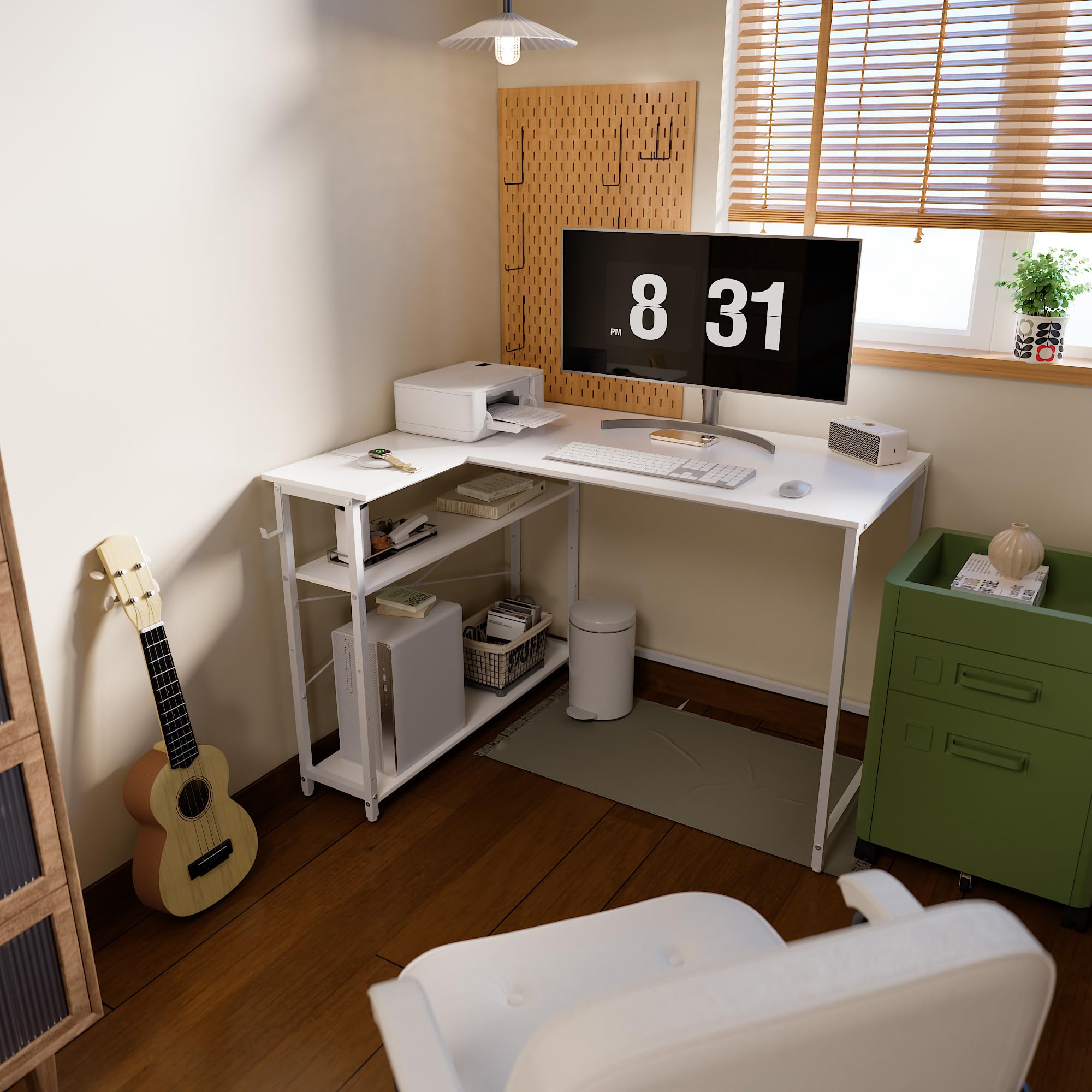 Pamray desk with reversible shelves configured on left or right