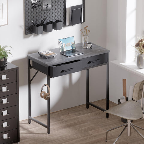 Pamray desk with two fabric drawers for organized workspaces.