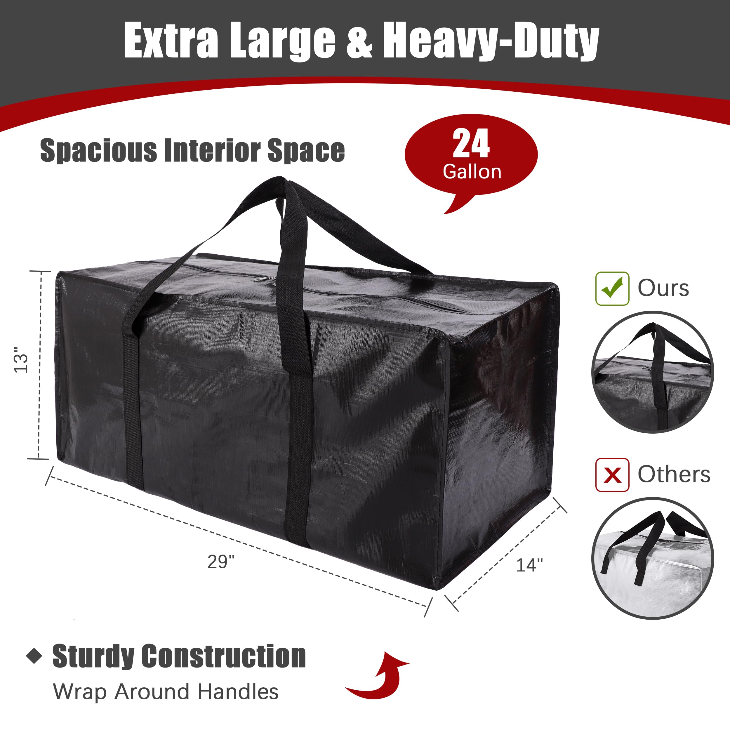 Panda Joys extra-large teal moving bags 29x13x14, fold-flat for storage.