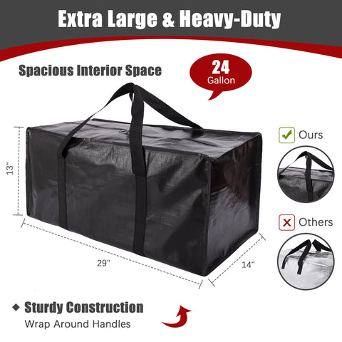 Panda Joys extra-large teal moving bags 29x13x14, fold-flat for storage.