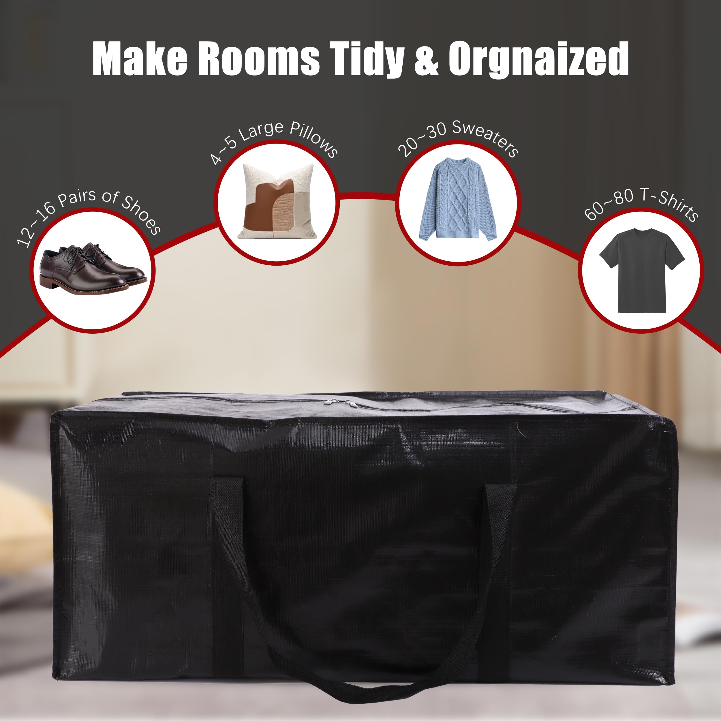Panda Joys moving bags feature long carrying and side handles for easy transport.