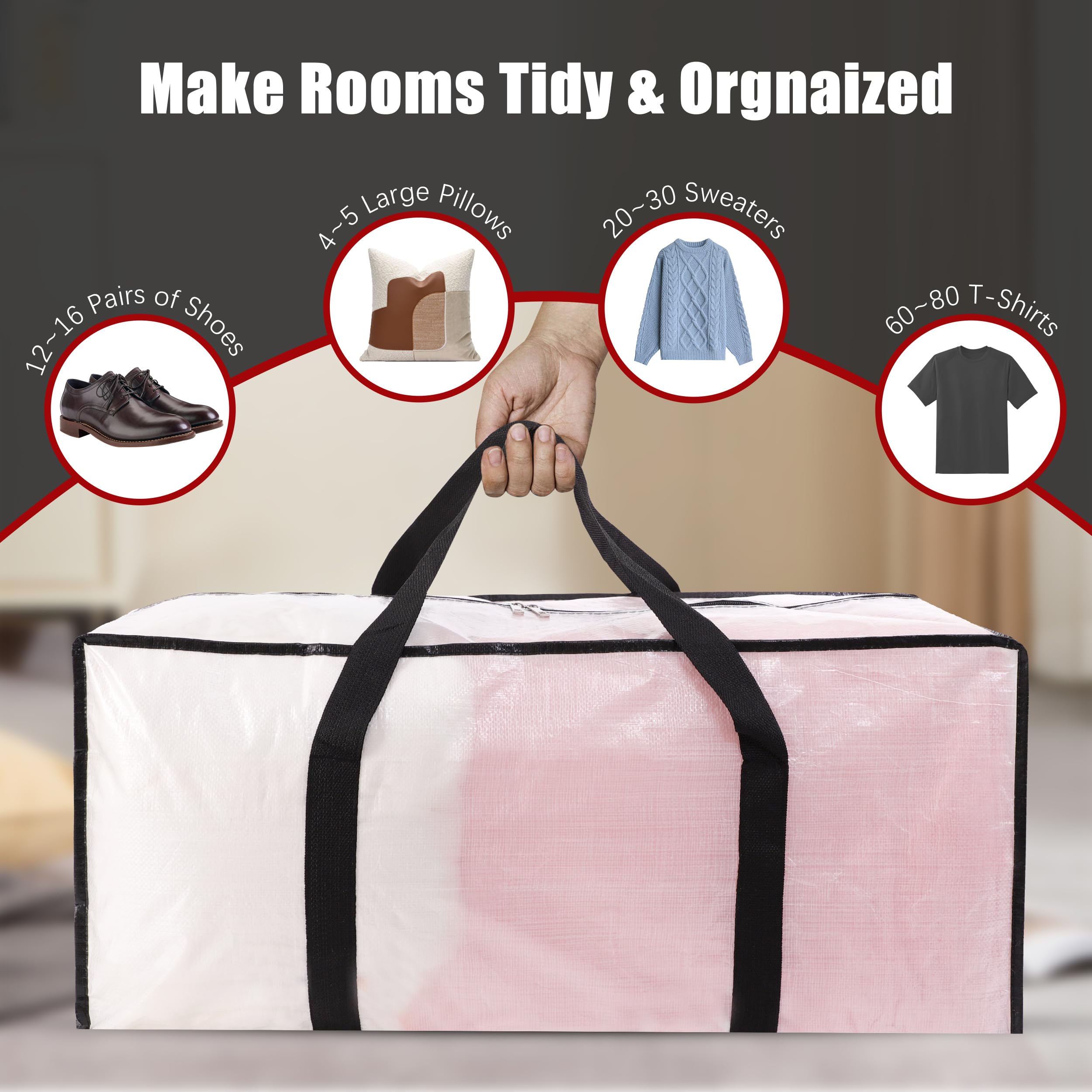 PANDA JOYS 65-lb capacity bag keeps items secure during move.