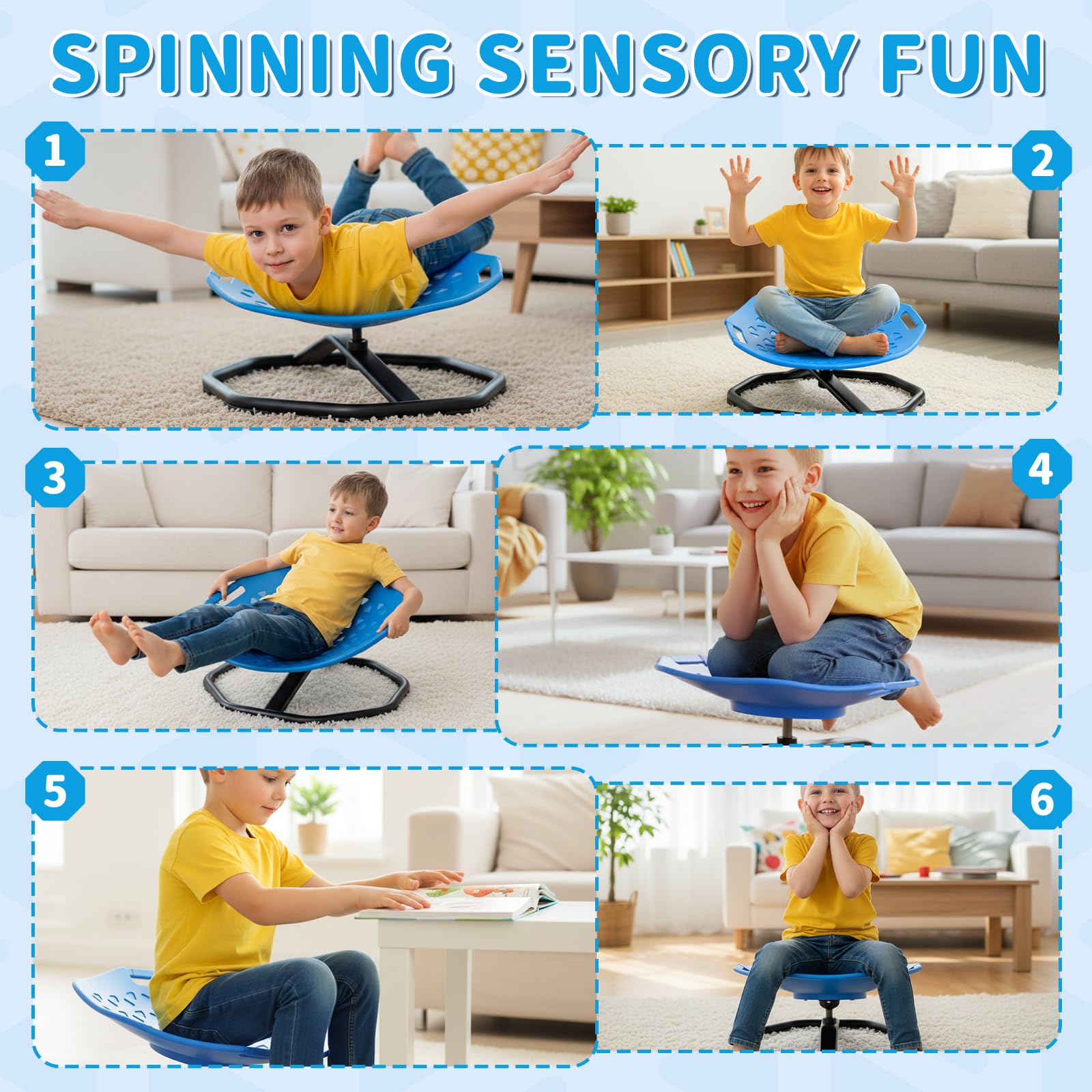 Pandapop spinning chair supports balance and coordination through active play.