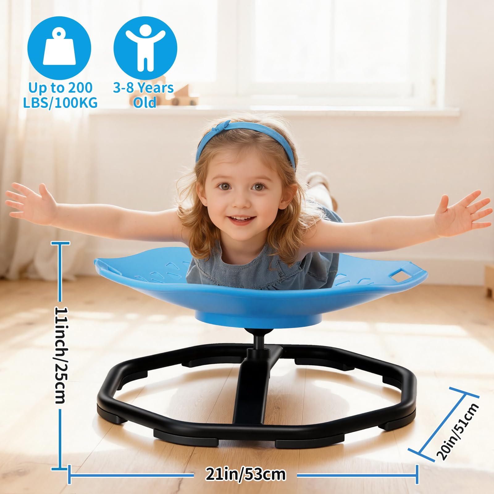 Pandapop spinning chair metal base with anti-slip pads for stability.