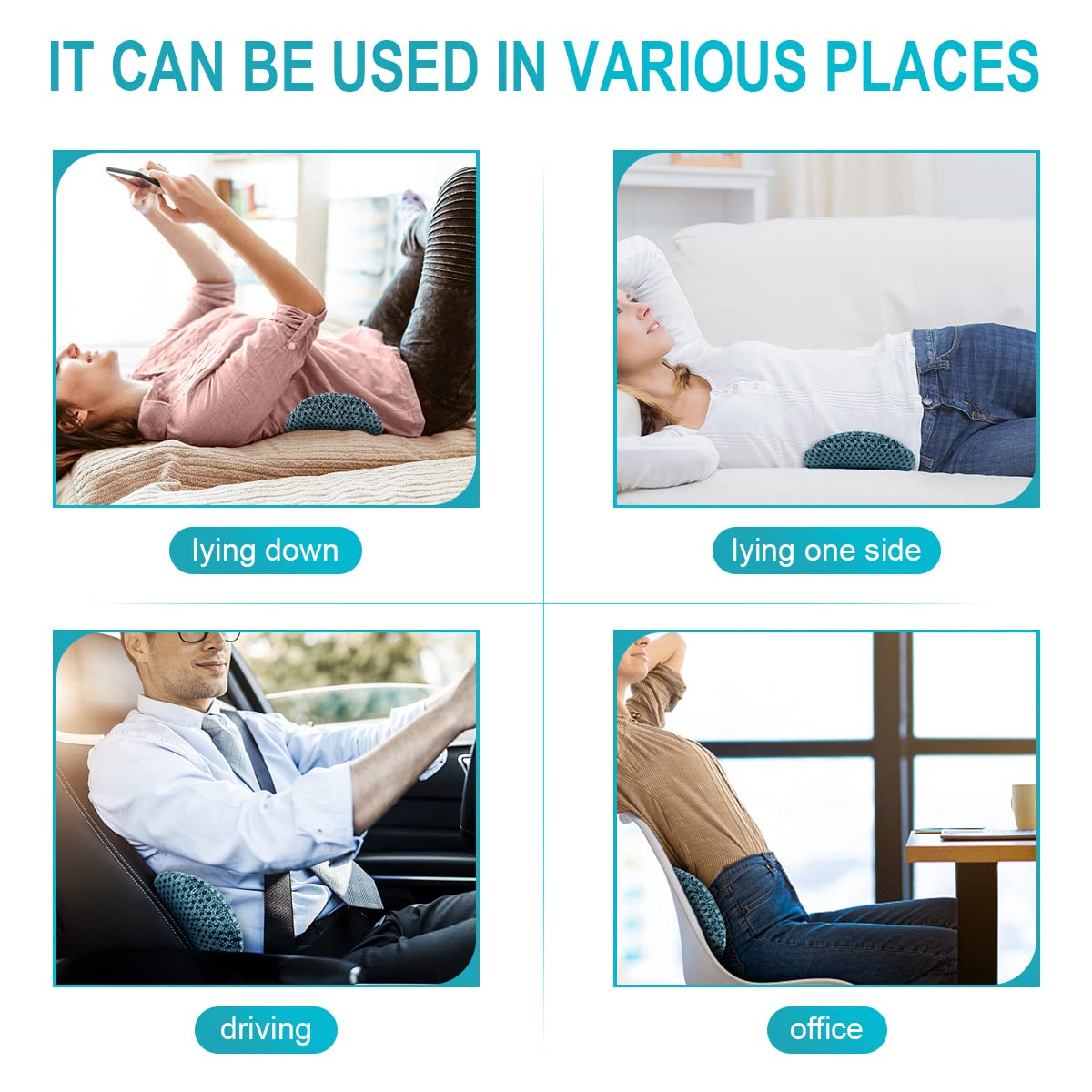 Panduo lumbar pillow supports posture during desk work and commuting.