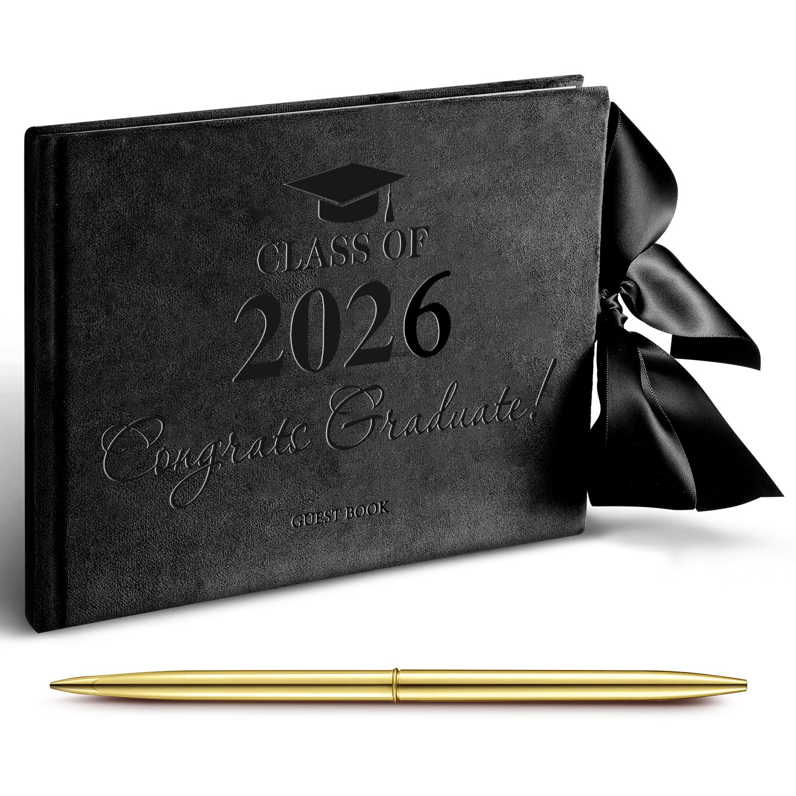 Panelee 2026 graduation guest book with black velvet cover for keepsakes