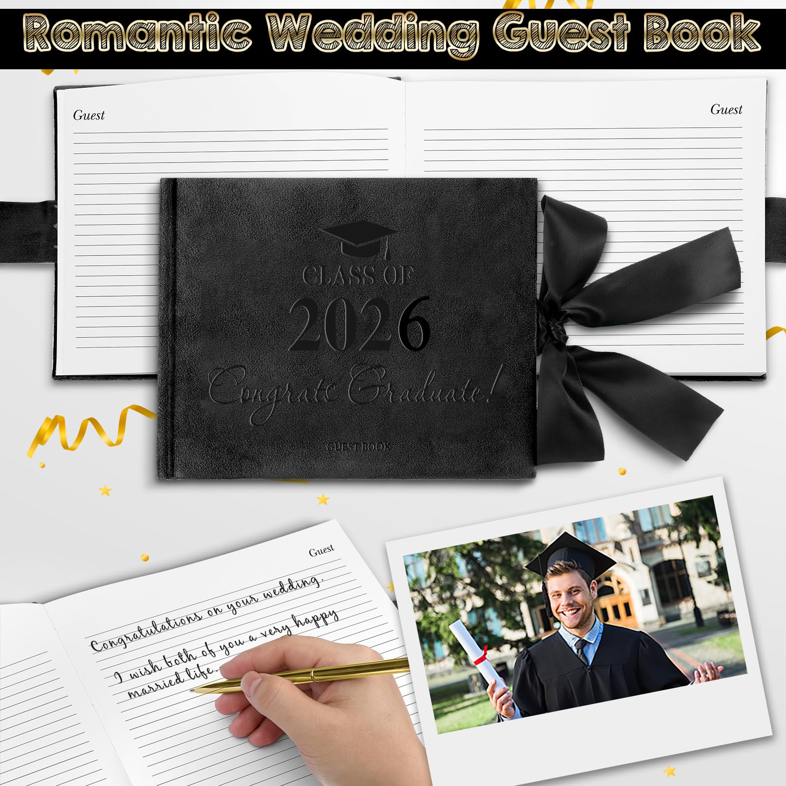 Panelee guest book with 72 sheets for heartfelt messages
