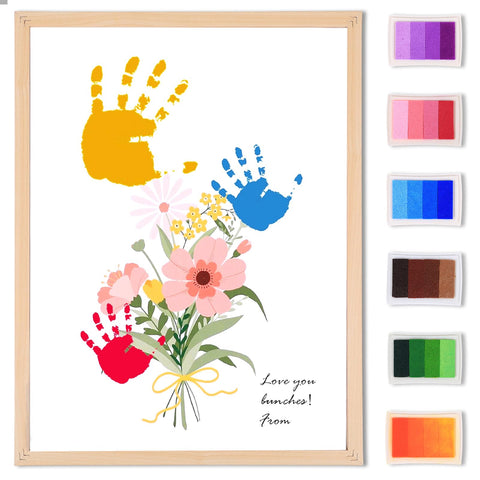 PANIED Flower Bouquet Handprint Kit frame is display-ready keepsake for family memories.