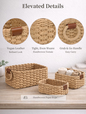 Panovox three-sizes storage basket — large, medium, small organize toiletries, accessories, and small items.
