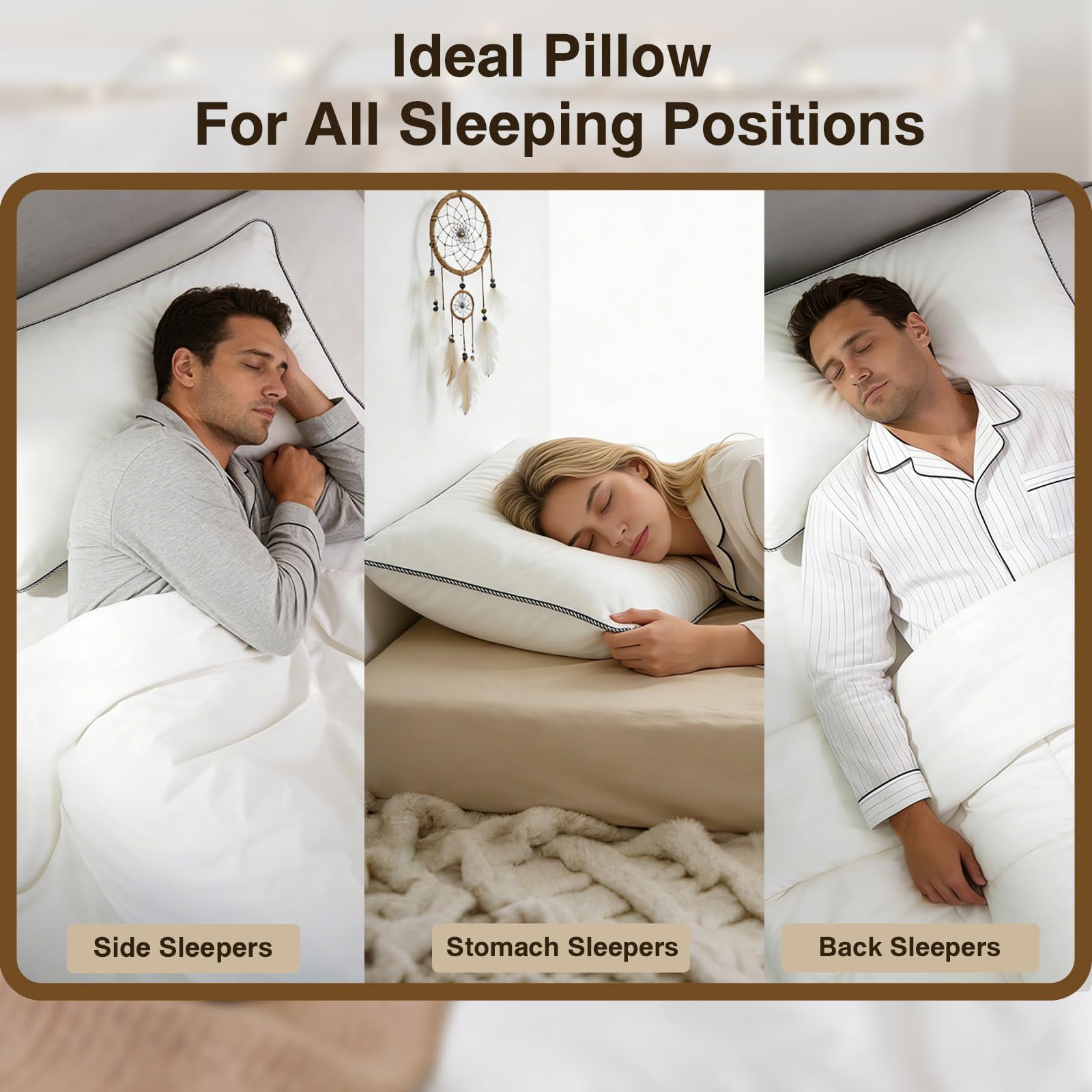 Pantrypoet luxury down pillow queen size on bed shows full head support