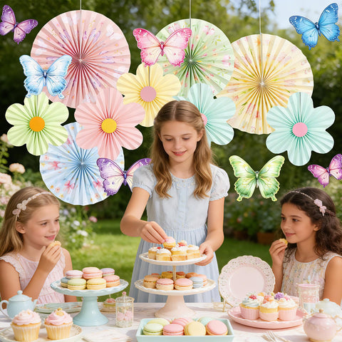 Paper Jazz pastel butterfly paper fan creates whimsical garden decor.