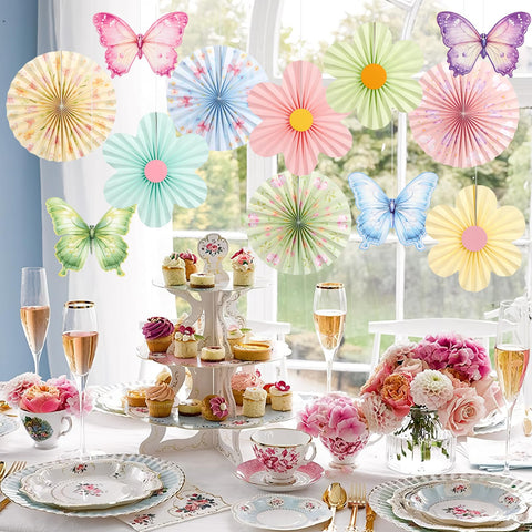 Paper Jazz tea party butterfly paper fan elevates table settings.