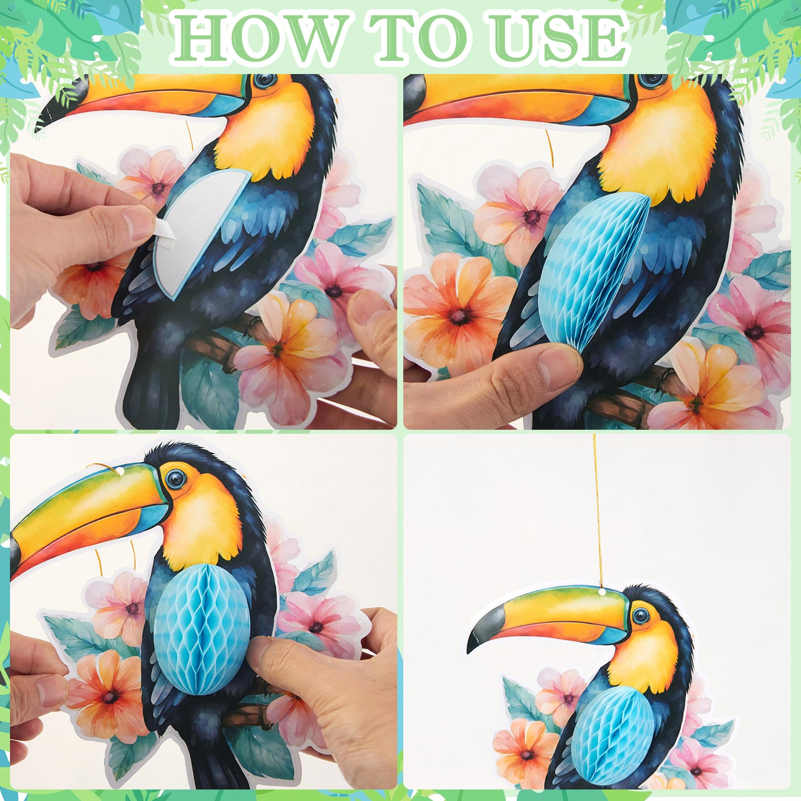 Paper Jazz 12ft palm garland enhances indoor or outdoor jungle setups